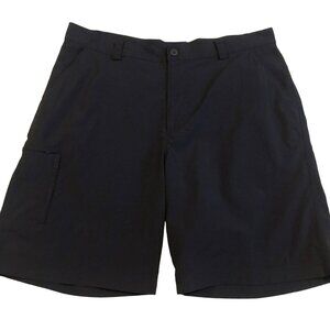 Under Armour Mens 38R Flat Front Hiking Shorts Black Cargo Pocket Lightweight